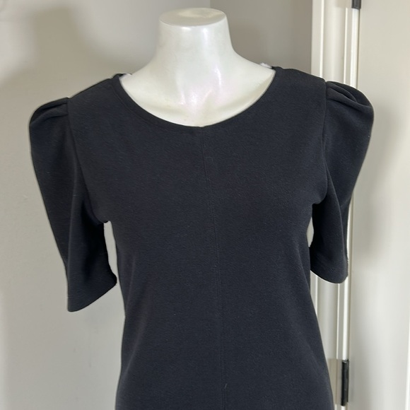Dudley Stephens Duncan Dress Terry Black Recycled Fleece MIDI Puff Sleeve Sz XS - Picture 5 of 14